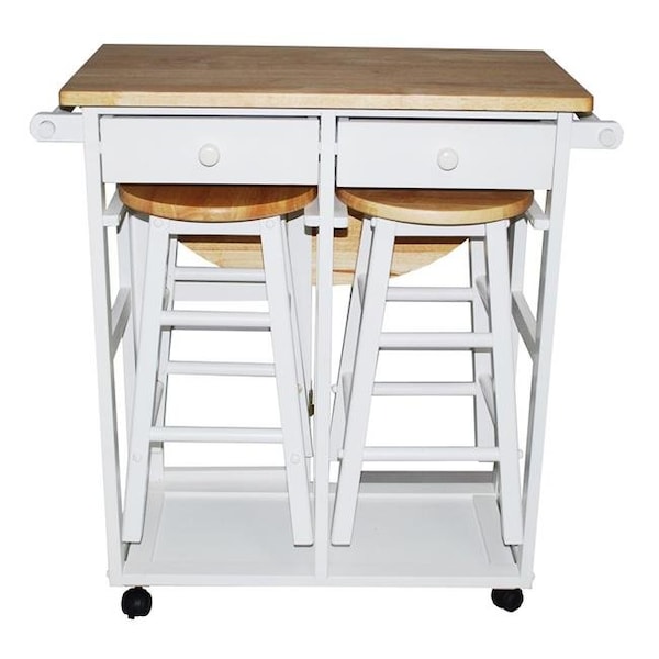Yu Shan Co Usa Yu Shan CO USA Ltd 355-21 Breakfast cart with drop-leaf table  White - 355-21