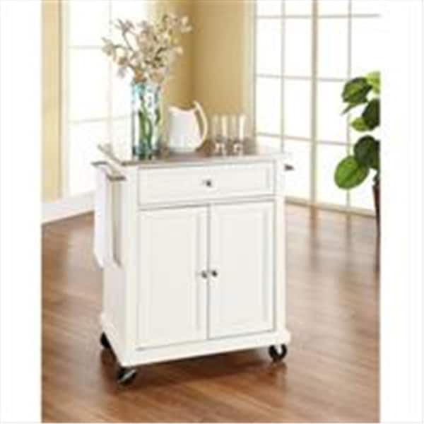 Betterbeds Crosley Furniture Stainless Steel Top Portable Kitchen Cart-Island in White Finish - BE2613729