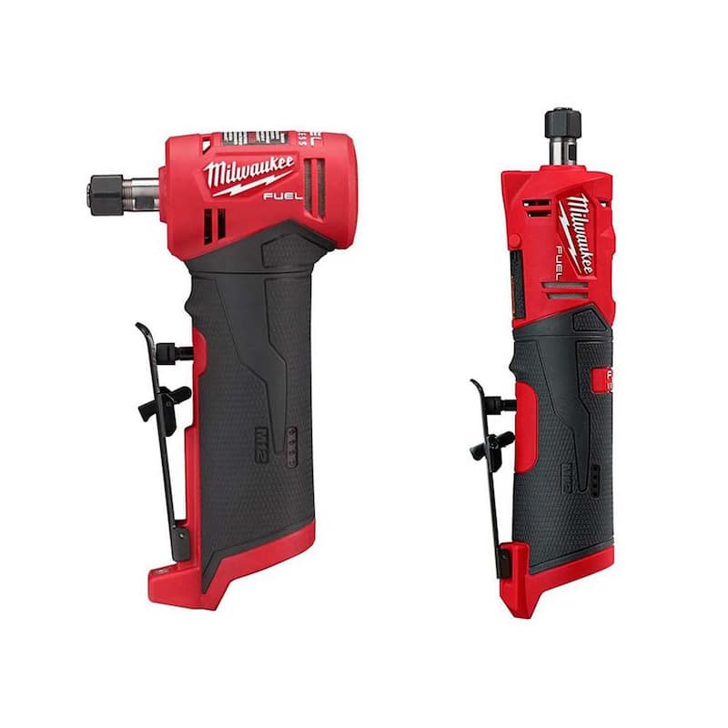 Milwaukee M12 FUEL 12V Lithium-Ion Brushless Kit de Rectificadora Recta y Angular Inalámbrica de 1/4 de pulgada (Solo la Herramienta) - 2485-20-2486-20