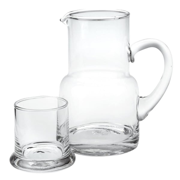 Tarifa 4 x 6 x 7 in. Clear Glass 2 Piece Glass Bedside or Desktop Carafe Set, 10 oz - TA1861894