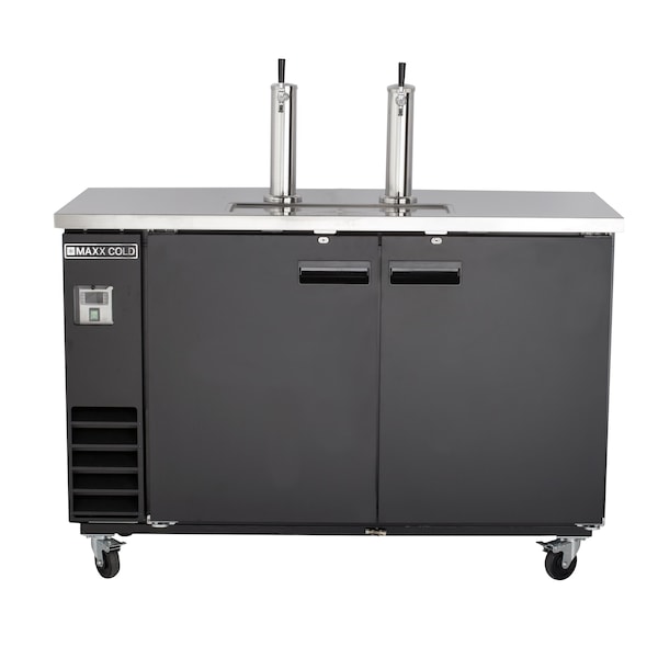 Maxx Cold Beer Tower, 14.2 CUFT, SS Top, BLK Ext., 2- 3" Polished SS Dispenser - MXBD60-2B