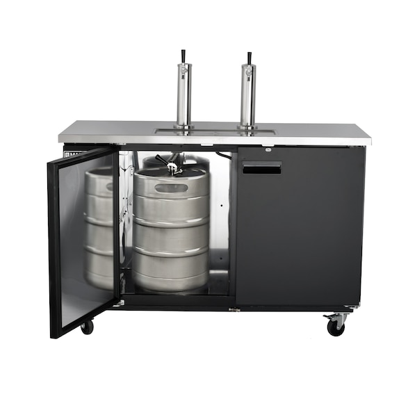 Maxx Cold Beer Tower, 14.2 CUFT, SS Top, BLK Ext., 2- 3" Polished SS Dispenser - MXBD60-2B