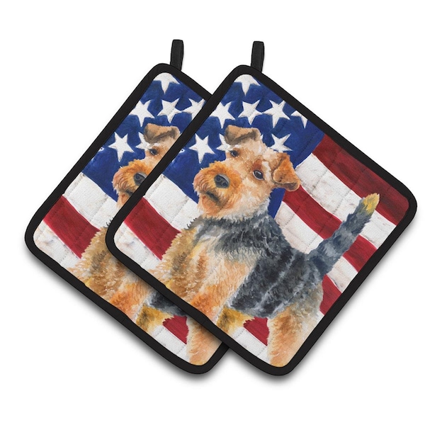 Carolines Treasures Welsh Terrier Patriotic Pair of Pot Holders - BB9700PTHD
