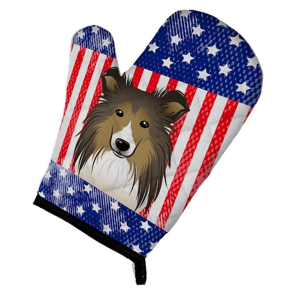Carolines Treasures American Flag and Sheltie Oven Mitt - BB2172OVMT