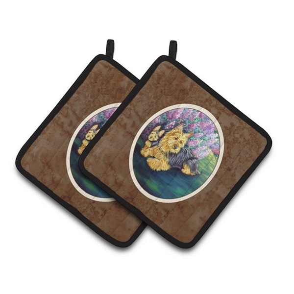 Carolines Treasures Australian Terrier and Puppy Pair of Pot Holders, 7.5 x 3 x 7.5 in. - 7209PTHD