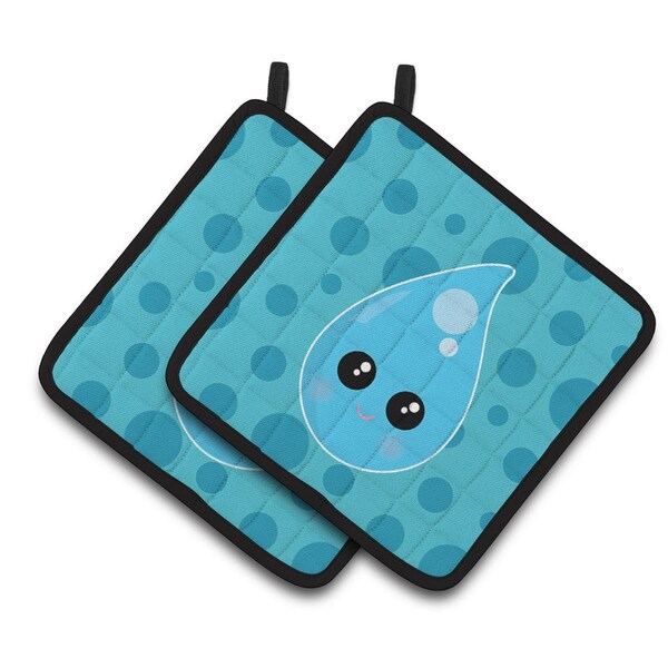 Carolines Treasures Weather Rain Drop Face Pair of Pot Holders - BB7153PTHD