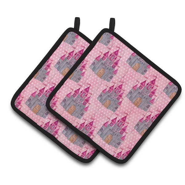Carolines Treasures Watercolor Princess Castle Pair of Pot Holders - BB7549PTHD