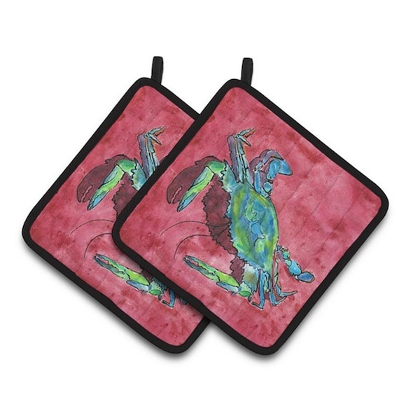 Carolines Treasures Crab Pair of Pot Holders, 7.5 x 3 x 7.5 in. - 8379PTHD
