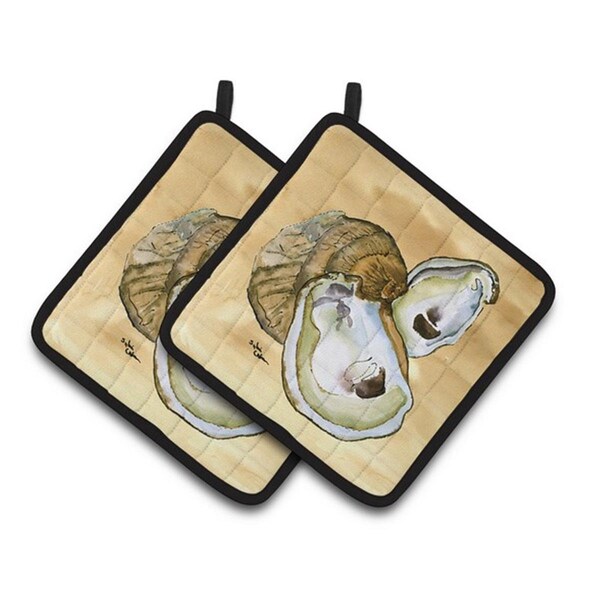 Carolines Treasures Oyster Pair of Pot Holders, 7.5 x 3 x 7.5 in. - 8160PTHD