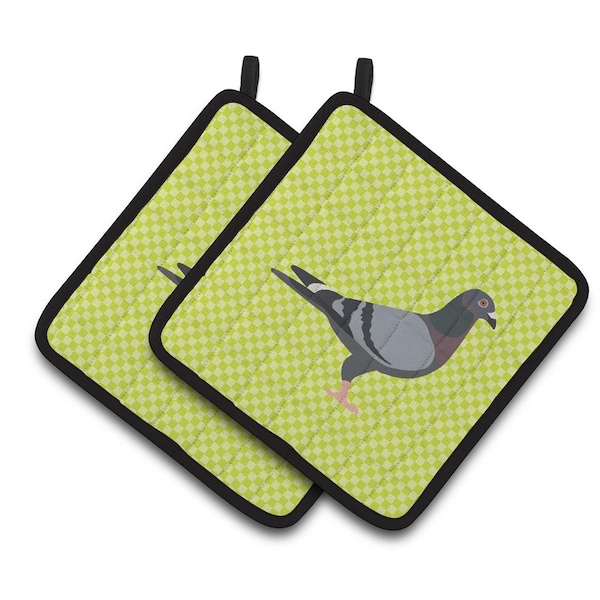 Carolines Treasures Racing Pigeon Green Pair of Pot Holders - BB7777PTHD