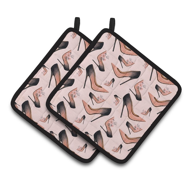 Carolines Treasures Watercolor Fashion Diva Shoes Pair of Pot Holders - BB7504PTHD