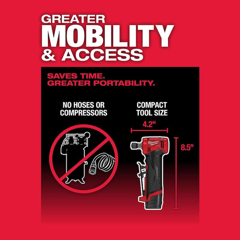Rectificadora angular Milwaukee M12 FUEL de 12V con batería de iones de litio sin escobillas de 1/4 pulgadas y paquete de batería CP de alto rendimiento de 2.5 Ah - 2485-20-48-11-2425.