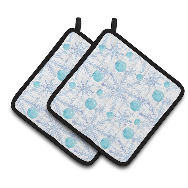 Carolines Treasures Winter Snowflakes on White Pair of Pot Holders - BB7487PTHD