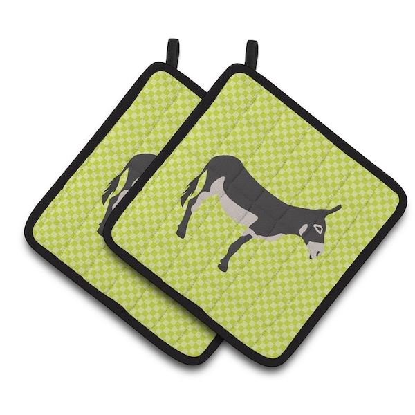 Carolines Treasures American Mammoth Jack Donkey Green Pair of Pot Holders - BB7670PTHD