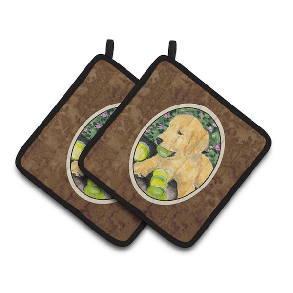 Carolines Treasures Golden Retriever Pair of Pot Holders, 7.5 x 3 x 7.5 in. - SS8759PTHD