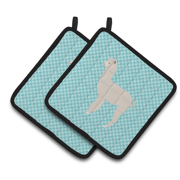 Carolines Treasures Alpaca Blue Check Pair of Pot Holders - BB8093PTHD