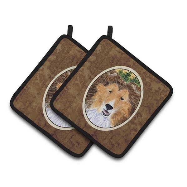 Carolines Treasures Sheltie Pair of Pot Holders, 7.5 x 3 x 7.5 in. - SS8141PTHD