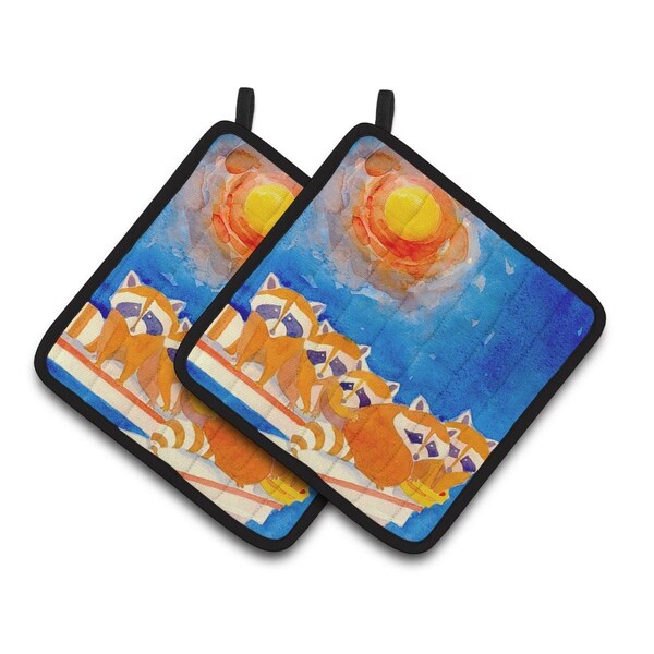 Carolines Treasures Raccoons on the Railing Pair of Pot Holders - 6009PTHD