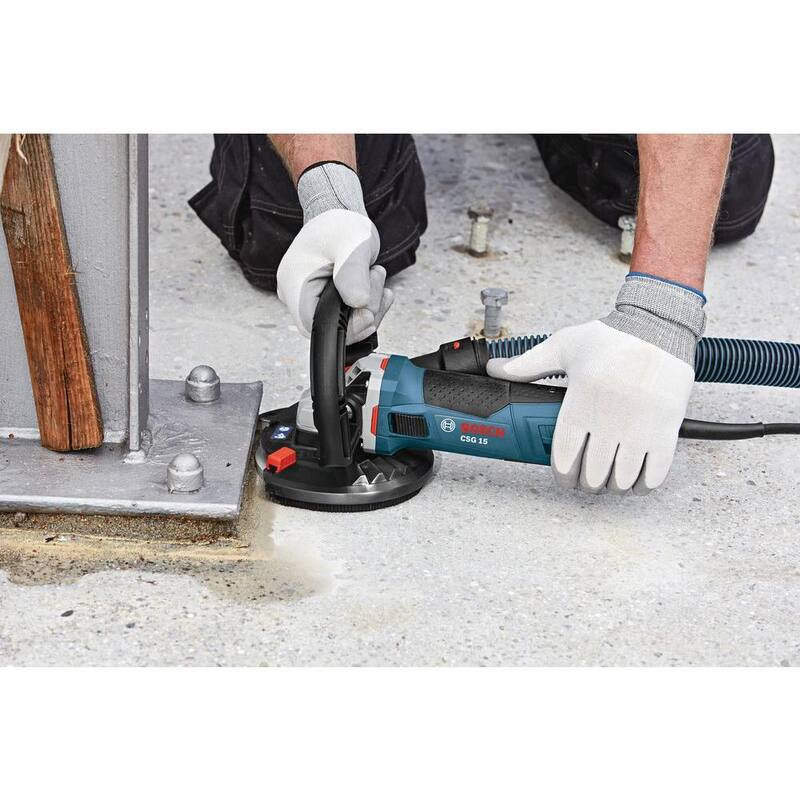 Esmeriladora de Superficie de Concreto Bosch con Cable de 12.5 Amperes y 5 pulg. con Capucha para Colecta de Polvo Dedicada - CSG15