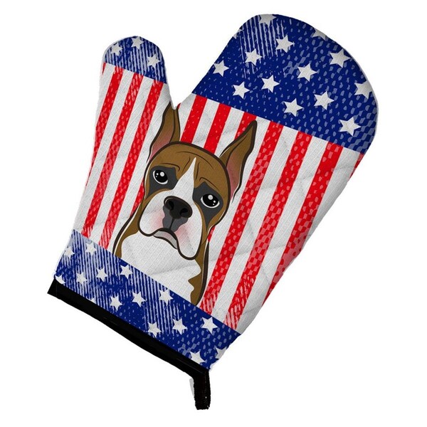 Carolines Treasures American Flag and Boxer Oven Mitt - BB2153OVMT