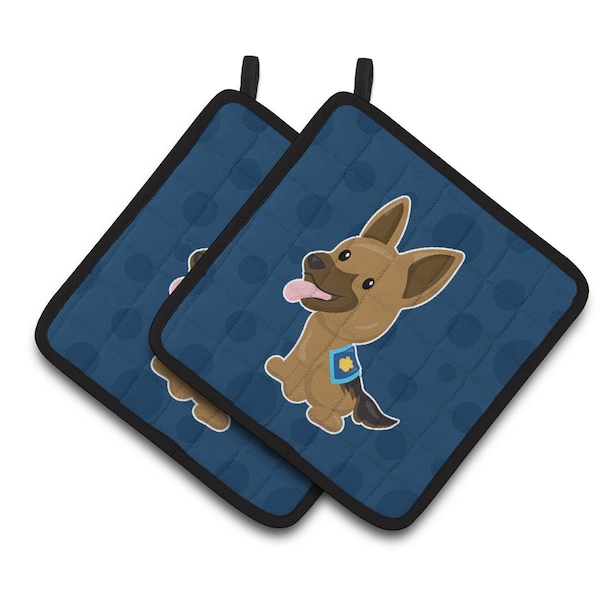 Carolines Treasures Police German Shepherd Pair of Pot Holders - BB7010PTHD