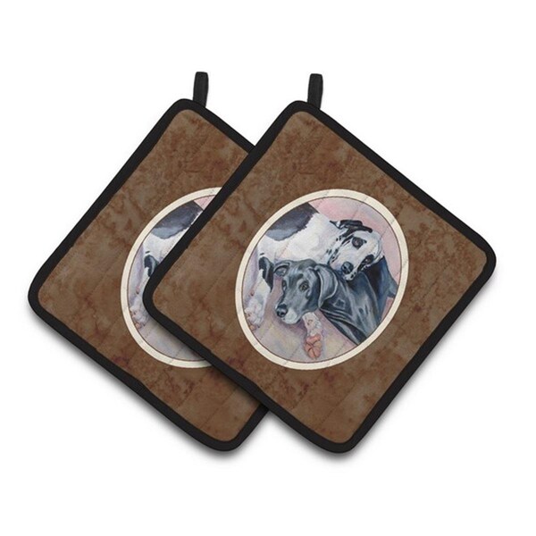 Carolines Treasures Black and Harlequin Great Dane Pair of Pot Holders, 7.5 x 3 x 7.5 in. - 7164PTHD