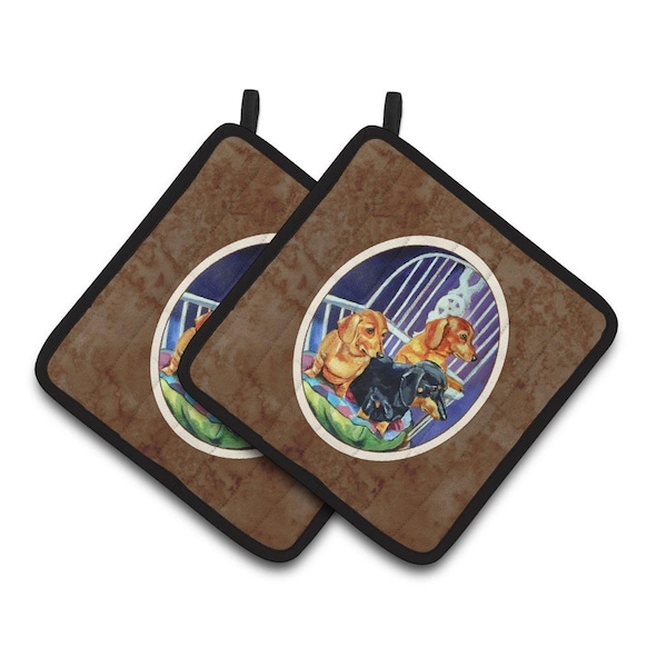 Carolines Treasures Dachshund Two Red & a Black & Tan Pair of Pot Holders - 7025PTHD