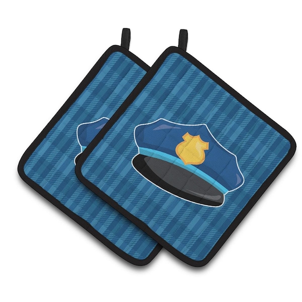 Carolines Treasures Police Hat Pair of Pot Holders - BB7007PTHD