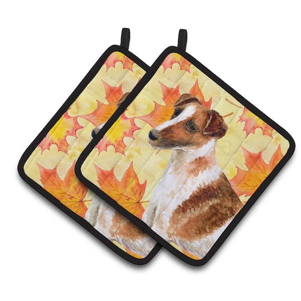 Carolines Treasures Smooth Fox Terrier Fall Pair of Pot Holders - BB9908PTHD
