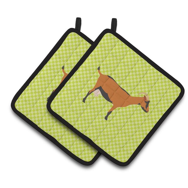 Carolines Treasures Oberhasli Goat Green Pair of Pot Holders - BB7714PTHD