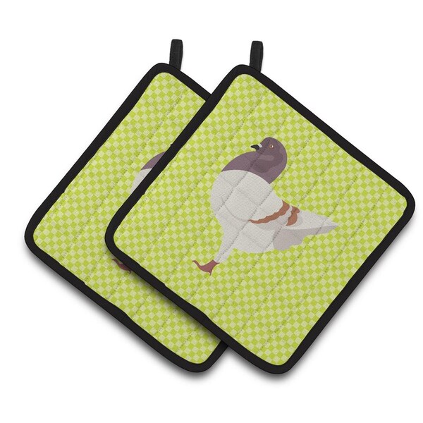Carolines Treasures German Modena Pigeon Green Pair of Pot Holders - BB7775PTHD