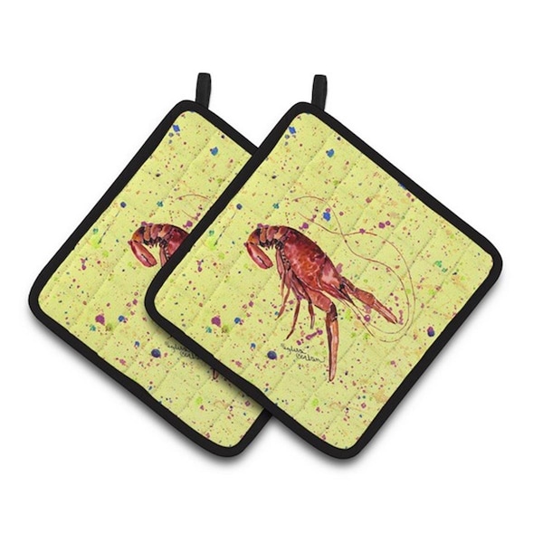 Carolines Treasures Crawfish Pair of Pot Holders, 7.5 x 3 x 7.5 in. - 8451PTHD