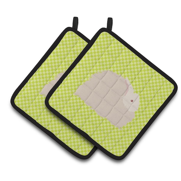 Carolines Treasures Fluffy Angora Rabbit Green Pair of Pot Holders - BB7785PTHD