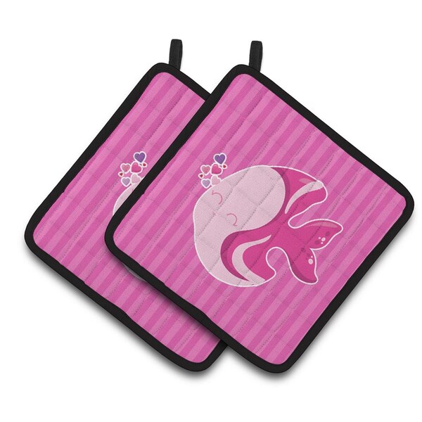 Carolines Treasures Pink Fish Pair of Pot Holders - BB7131PTHD