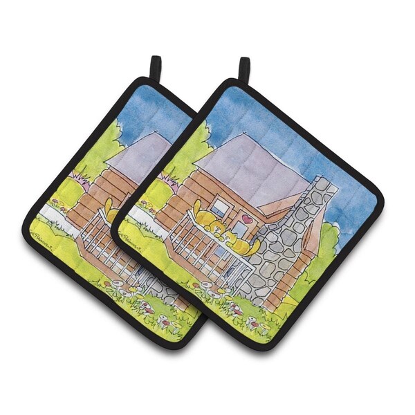 Carolines Treasures Cat Love at the Log Cabin Pair of Pot Holders - 6104PTHD