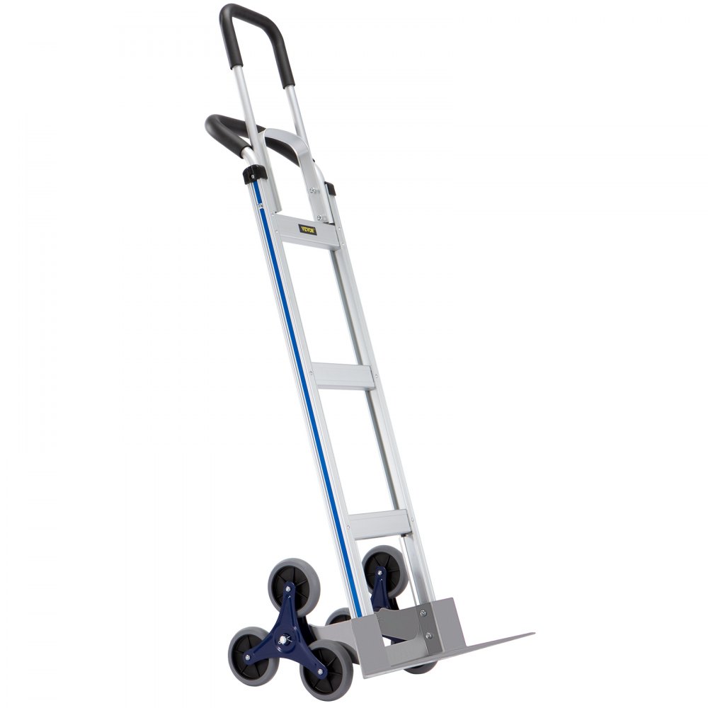 VEVOR Stair Climbing Cart, 550 lbs Load Capacity, Aluminum Hand Truck Dolly with Dual Handles, Integrated Frame & Nonslip Rubber Wheels, Multipurpose Stair Climber for Warehouse Shopping Airport - TCSPLCX250KG6MDK3V0