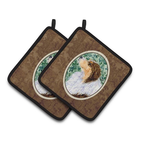 Carolines Treasures Australian Shepherd Pair of Pot Holders, 7.5 x 3 x 7.5 in. - SS8738PTHD