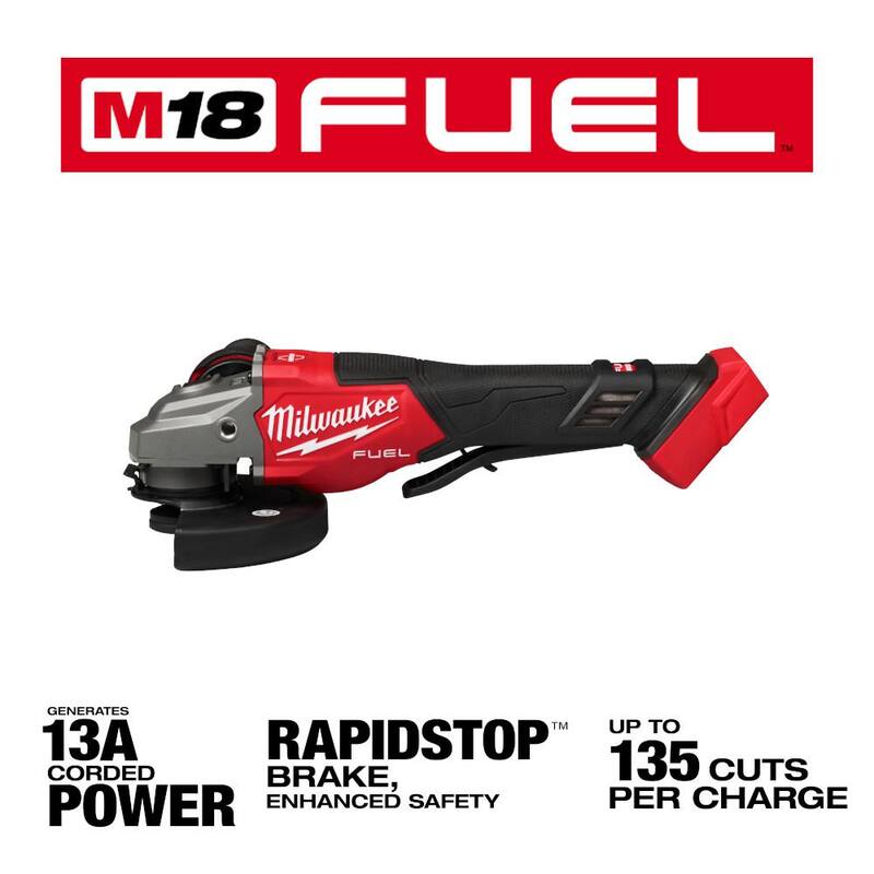 Esmeriladora inalámbrica Milwaukee M18 FUEL 18-Volt Lithium-Ion sin escobillas de 4-1/2 pulgadas/6 pulgadas con interruptor de paleta (Herramienta solamente) - 3670-20.