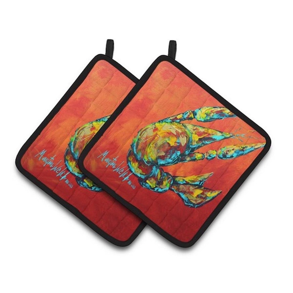 Carolines Treasures Crawfish Spicy Craw Pair of Pot Holders, 7.5 x 3 x 7.5 in. - MW1131PTHD