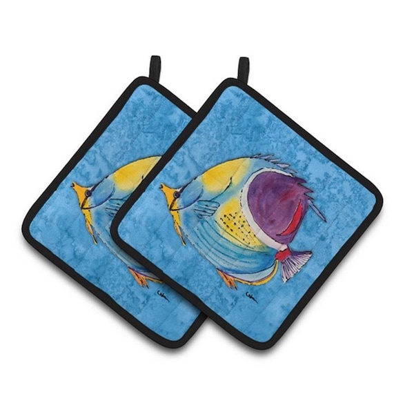 Carolines Treasures Tropical Fish Pair of Pot Holders, 7.5 x 3 x 7.5 in. - 8676PTHD