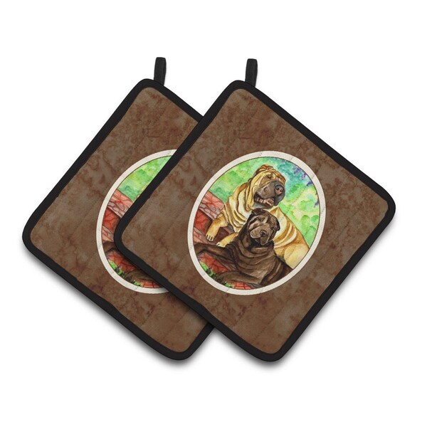Carolines Treasures Shar Pei Fawn & Chocolate Pair of Pot Holders - 7070PTHD
