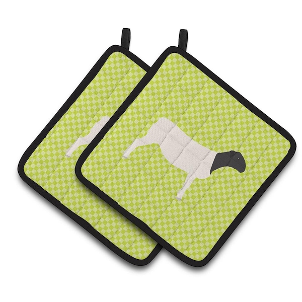 Carolines Treasures Dorper Sheep Green Pair of Pot Holders - BB7804PTHD