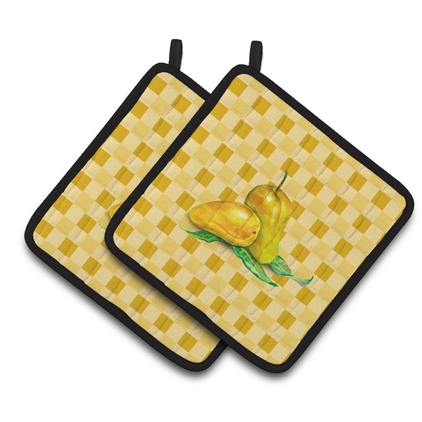 Carolines Treasures Mangos on Basketweave Pair of Pot Holders - BB7233PTHD