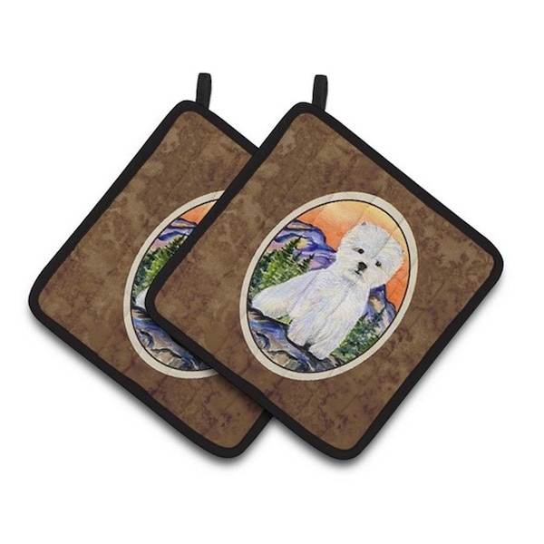 Carolines Treasures Westie Pair of Pot Holders, 7.5 x 3 x 7.5 in. - SS8159PTHD