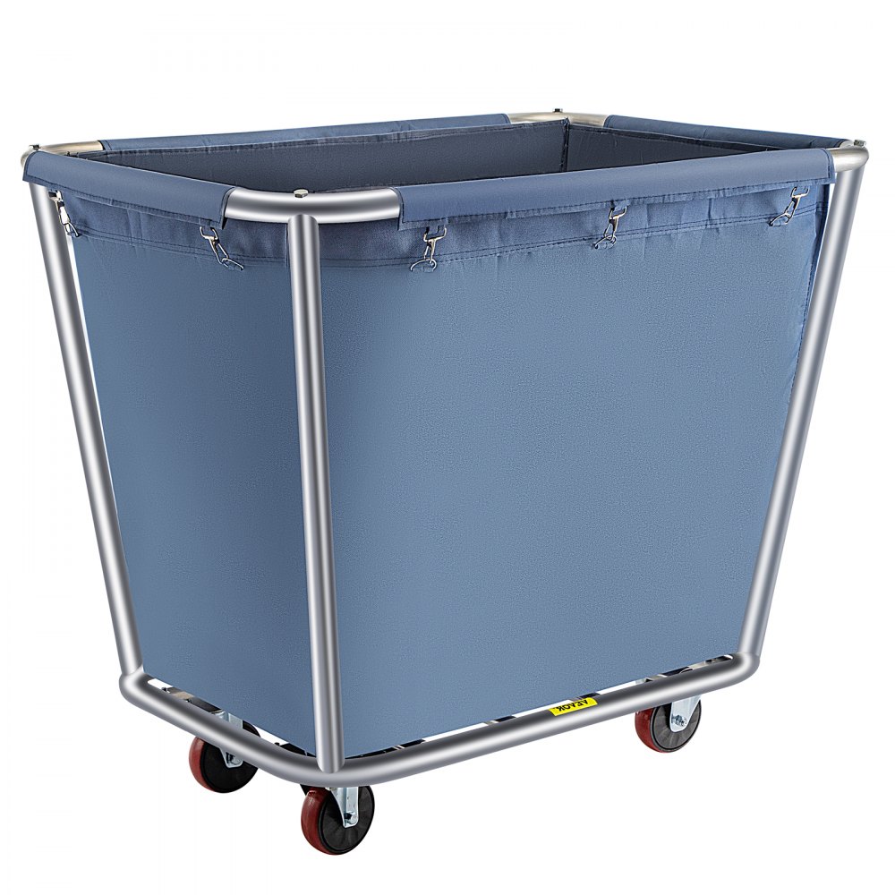 VEVOR Basket Truck, 12 Bushel Steel Canvas Laundry Basket, 3" Diameter Wheels Truck Cap Basket, Canvas Laundry Cart Usually Used to Transport Clothes, Store Sundries Suitable for Hotel, Home - YWQX12BU-BLUESRW3V0