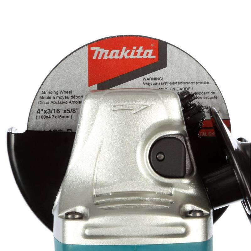 Amoladora angular ligera Makita de 6 amperes con cable de 4 pulgadas, rueda de rectificado, protector de rueda, mango lateral y estuche resistente - GA4030K