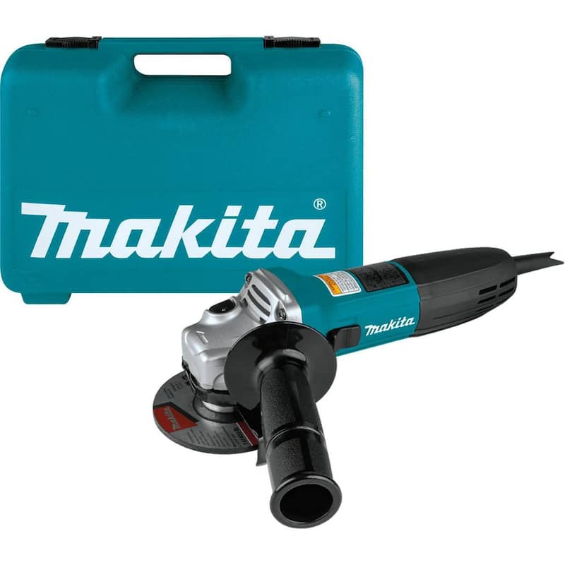Amoladora angular ligera Makita de 6 amperes con cable de 4 pulgadas, rueda de rectificado, protector de rueda, mango lateral y estuche resistente - GA4030K