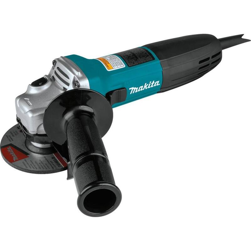 Amoladora angular ligera Makita de 6 amperes con cable de 4 pulgadas, rueda de rectificado, protector de rueda, mango lateral y estuche resistente - GA4030K