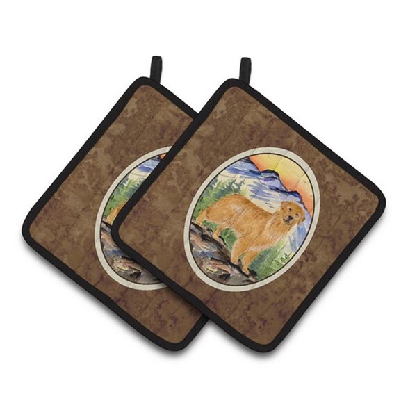 Carolines Treasures Golden Retriever Pair of Pot Holders, 7.5 x 3 x 7.5 in. - SS8163PTHD