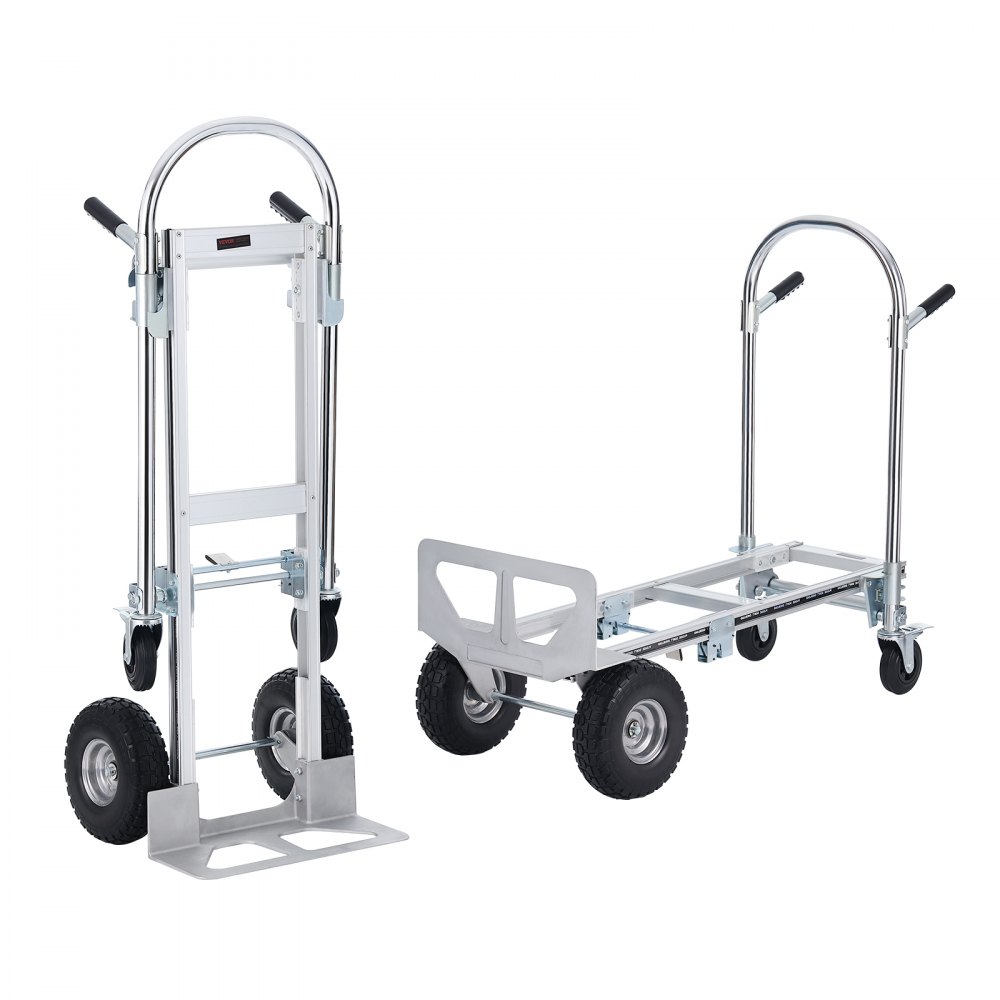 VEVOR Aluminum Folding Hand Truck, 2 in 1 Design 1000 lbs Capacity, Heavy Duty Industrial Collapsible cart, Dolly Cart with Rubber Wheels for Transport and Moving in Warehouse, Supermarket, Garden - DGNSTHC1000BJ1CRXV0